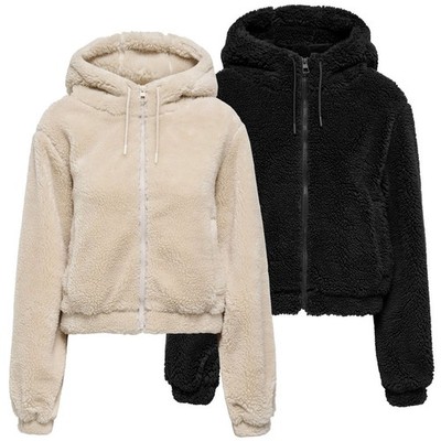 JDY Damen Jacke Damenjacke Hoodie Teddyjacke Plüsch Kapuzenjacke Sherpa JDYMila