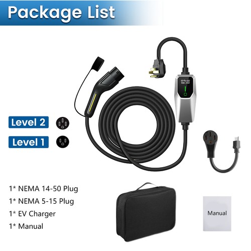 For Electric Vehicles 240V 32A 8Meter 2 NEMA Plugs 7KW Type2 Portable EV Charger