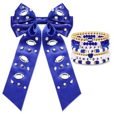 Game Day Football Hair Bow Clips for Women Red Black Blue Spirit White