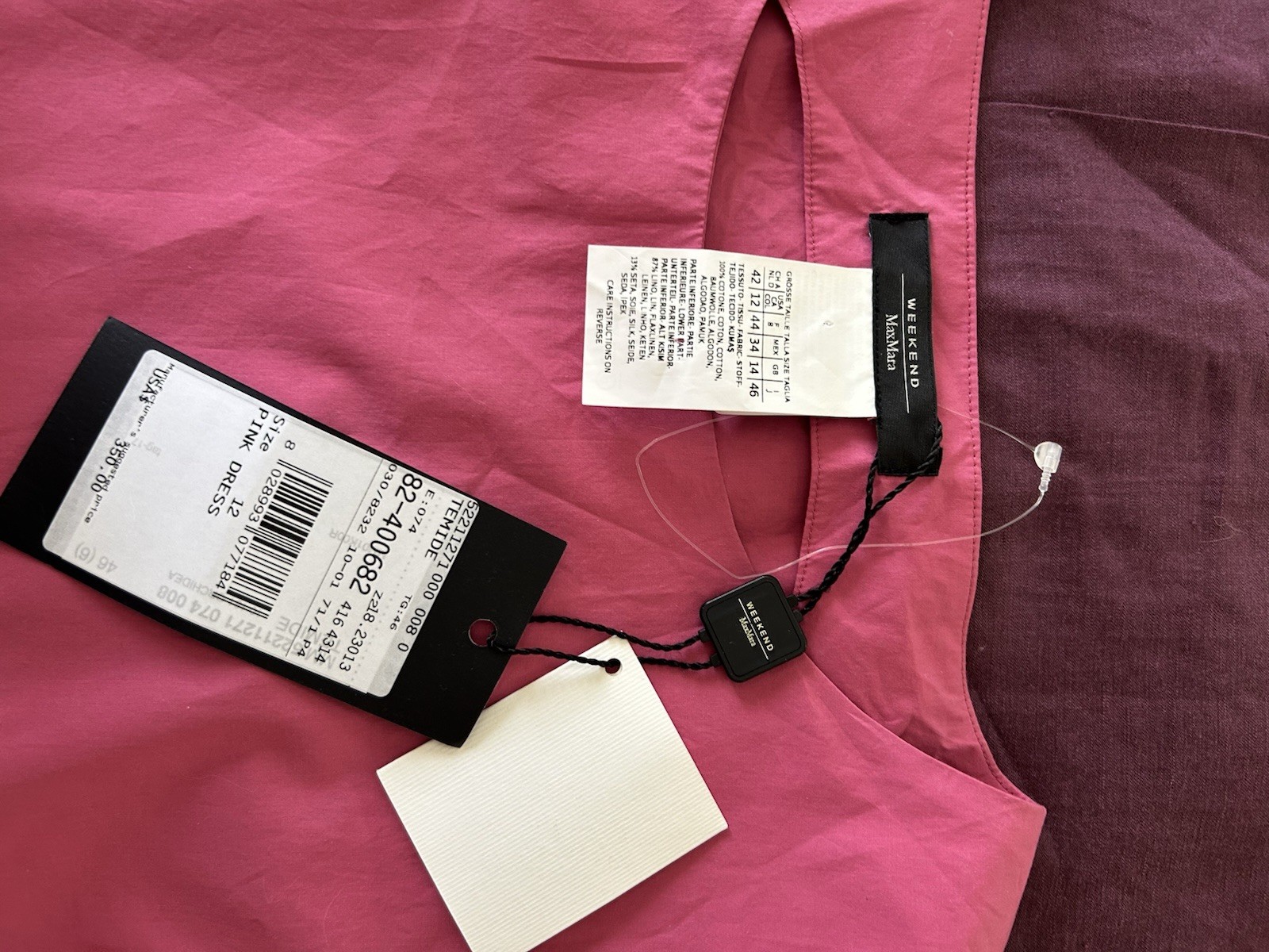 weekend MaxMara Cotton Silk Sleeveless Pink Purple Sleeveless Dress IT 46 12 US image 4