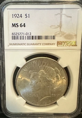 1924 Philadelphia Peace Silver Dollar $1 NGC MS64