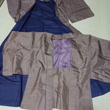 Boro Used Japanese Old Cloth Japan Men's Haori Kimono Set Tsumugi Pattern