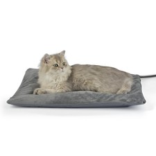 Petace Outdoor Heated Cat Bed, Soft Pet Heating Pad 19.7"L x 15.7"W, Gray