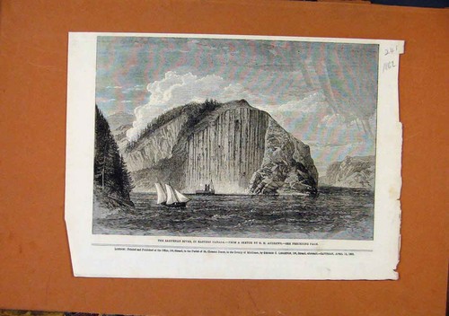 Original Old Antique Print Saguenay River Eastern Canada C1862 19th