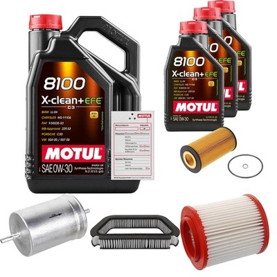 FEBI Inspektionspaket 8L MOTUL 8100 X-CLEAN 0W-30 für Audi A8 4.2 quattro 3.7