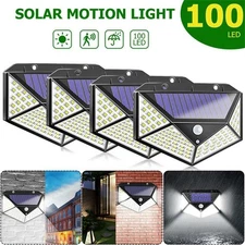 100LED 4PACK Solar Power Lights PIR Motion Sensor Outdoor Security Lamp Wall US