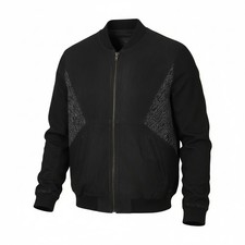 SCOTCH & SODA Veste Pour Homme L Noir En Cuir Véritable Léger Bomber RRP379