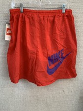 Vintage 90s Nike Big Swoosh Red Nylon Swim Shorts Men's Size XL