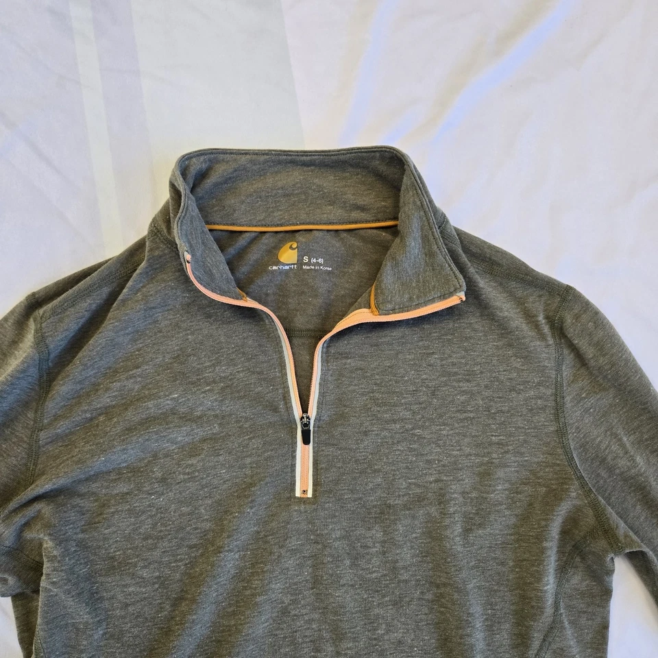 Pullover ligero para mujer Carhartt Force 1/4 cremallera verde oliva pequeño  Foto 2 de 4