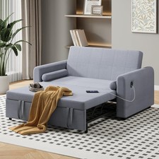 2 Seater Sofa Bed 3in-1 Convertible Fabric Pull Out Sleeper Sofa with 3-Position