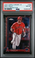 2025 Topps Chrome Logofractor Black Refractor Mike Trout Angels 2/10 PSA 8