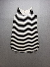 Loft women Tank Dress S Black Striped Sleeveless Round Neck Mini Pullover Casual