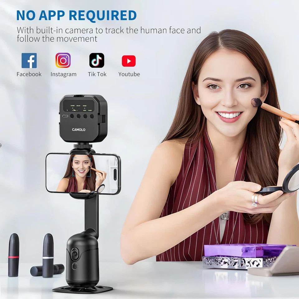 Camolo Face Auto Tracking Phone 360° Tripod Stand Holder Gimbal Selfie Vlogging - Image 4 of 4