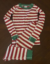 Hanna Andersson Pajama Set 130 cm US 8 Top/Bottom Green/White/Red
