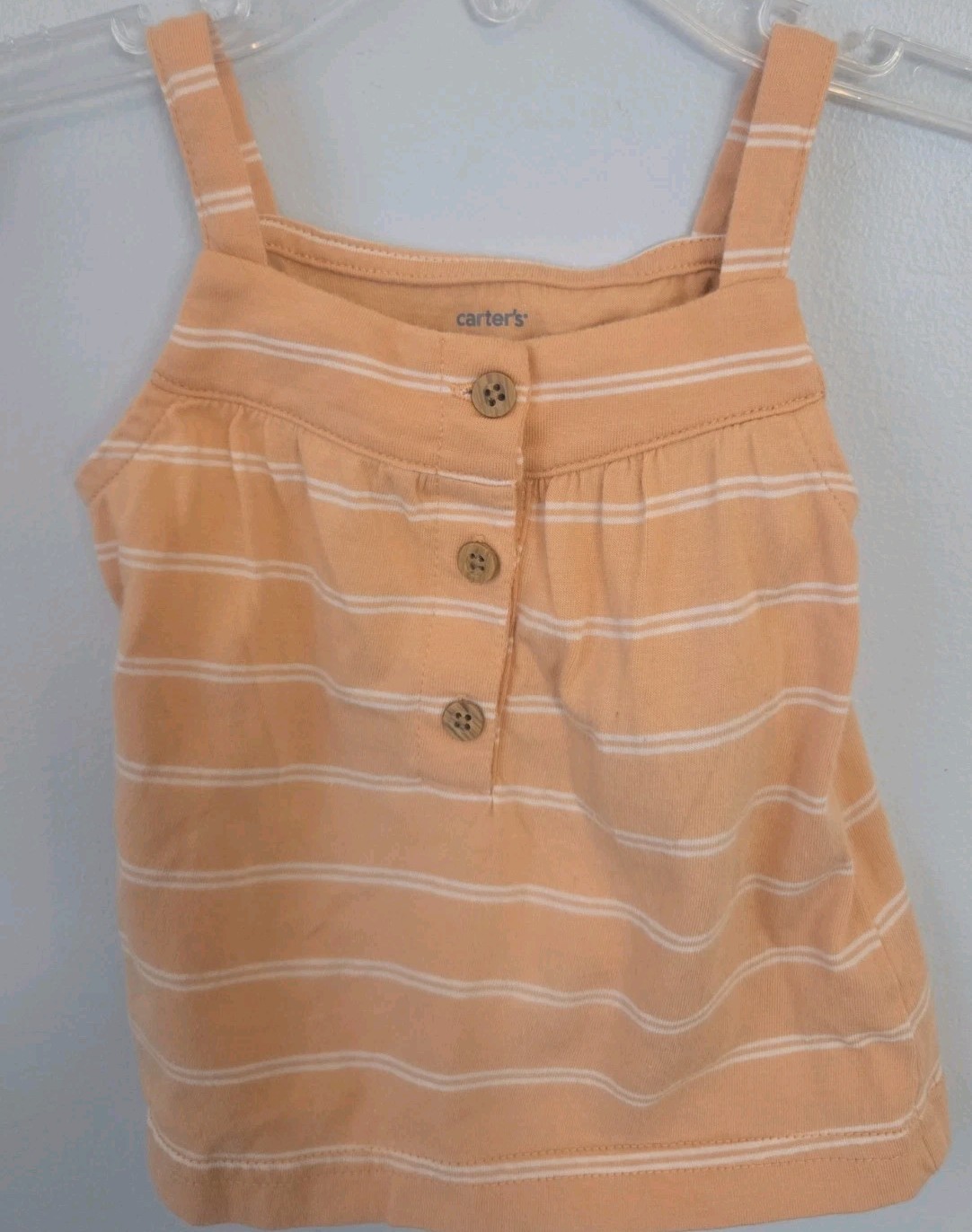Carter’s Baby Girl Tank Top 6M Orange Striped Sleeveless Summer Shirt Cute