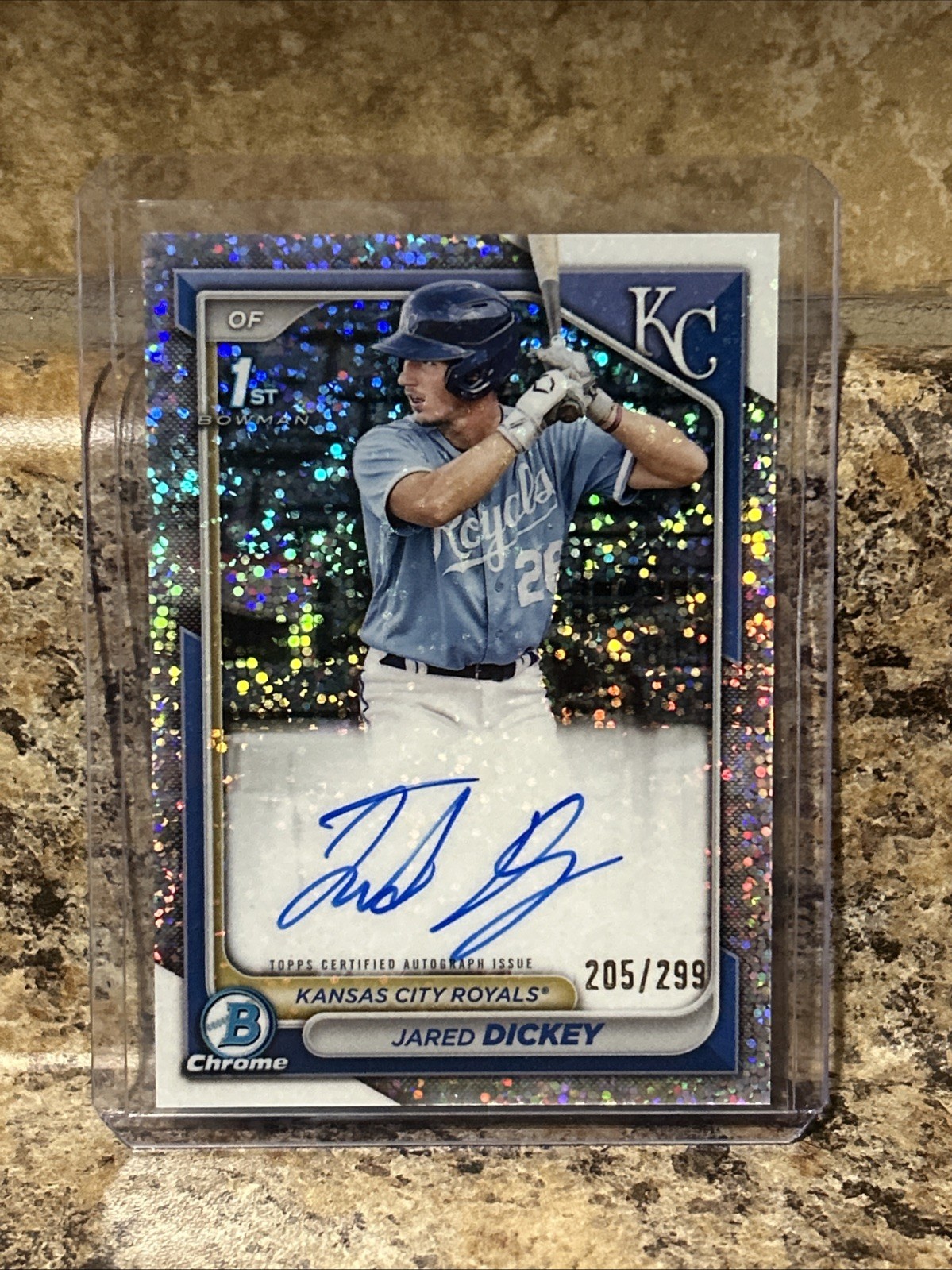 Jared Dickey 2024 1st Bowman Chrome Speckle Refractor Auto # /299 Athletics