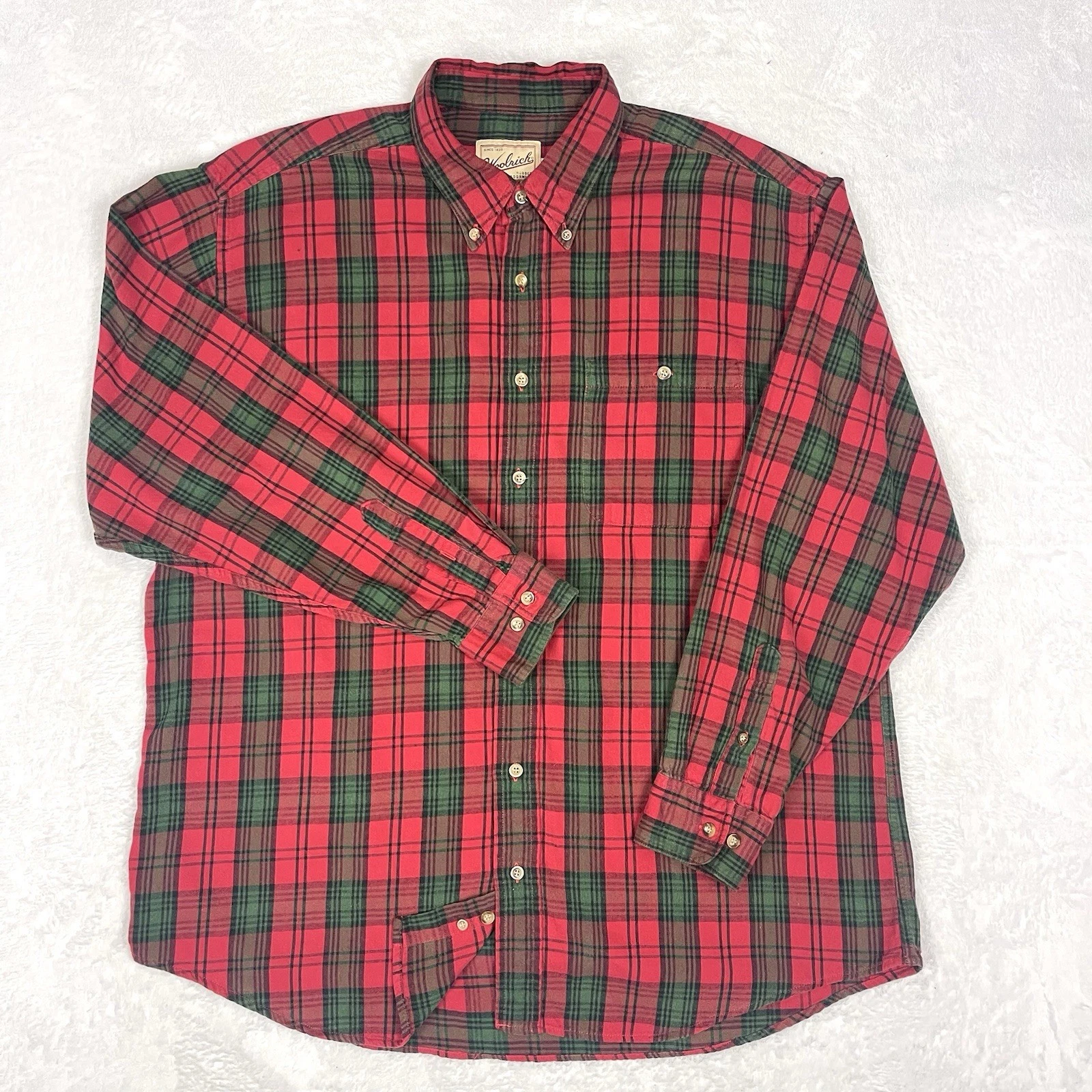 Woolrich Shirt Mens XL Flannel Red Plaid Vintage Outdoor Work Lumberjack Grunge