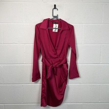 Boohoo Shirt Dress / Size 12 / Knee Length / Womens / Red / Polyester