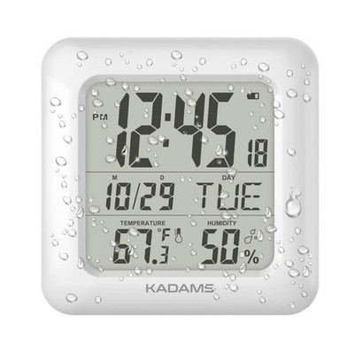 KADAMS Bathroom Clock 9.5'' Kitchen Wall Clock with Large LCD Screen   Show