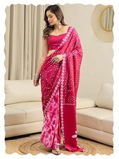 Ready to Wear 1-Minute Saree Indian Wedding Sari with Unstitched Blouse Piece