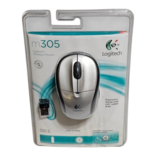 Logitech M305 Wireless Mouse Silver & Black Ergonomic - New & Sealed, READ - 第 1/7 張圖片