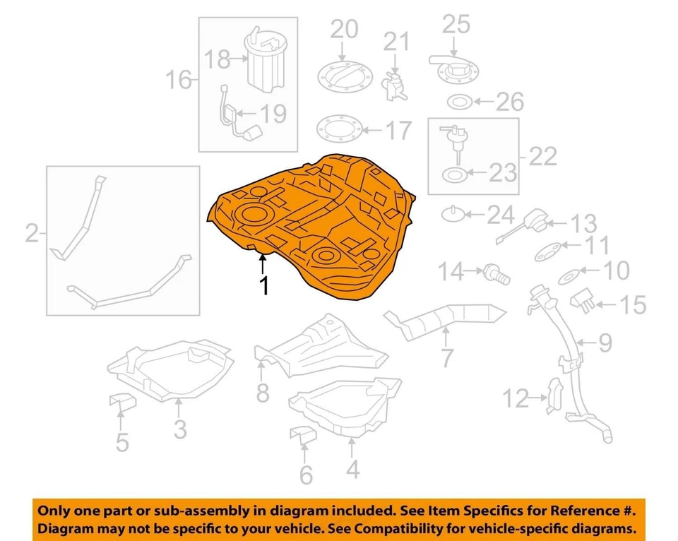 (LOCAL PICKUP ONLY) Fuel Tank Without Turbo Thru 07/15/09 Fits 08-10 IMPREZA 264 - Image 3 of 4
