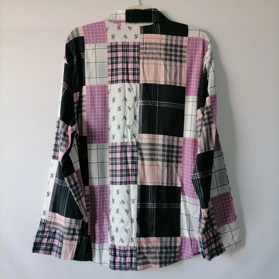 Camisa para dormir Victoria's Secret para mujer multicolor de franela a cuadros con retazos talla XL Foto 4 de 4