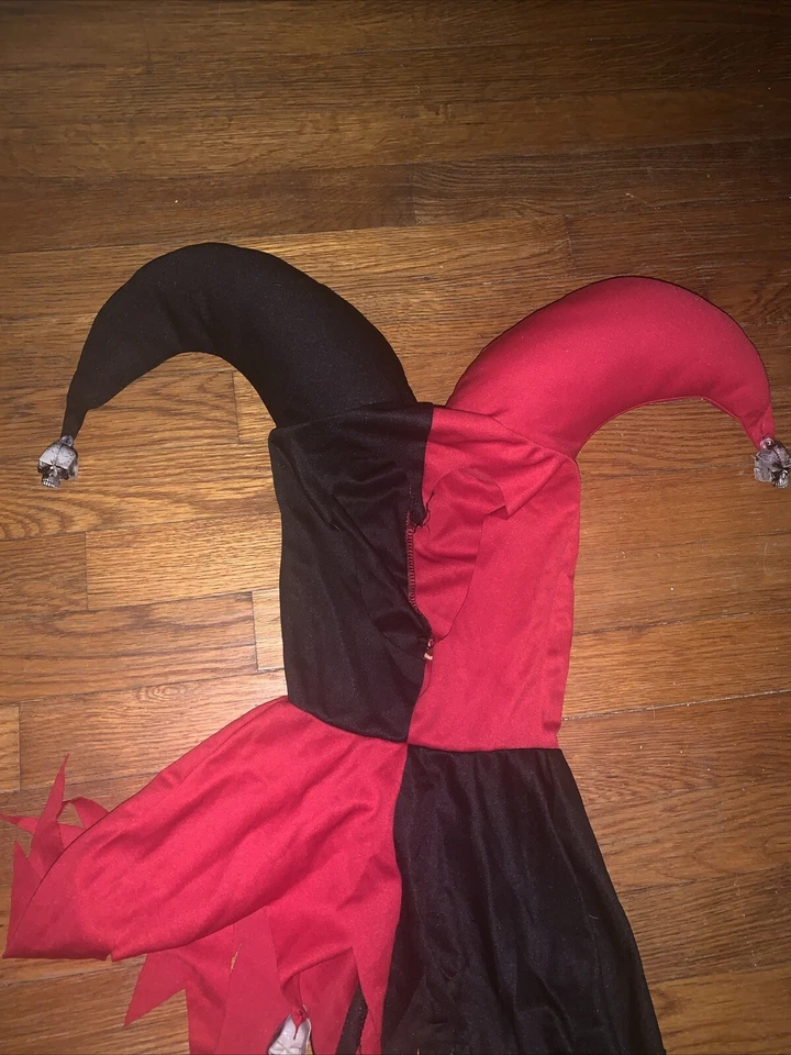 Disfraz Payaso Bufón Malvado Esqueleto Niño Niño NUEVO Rojo Negro Med. (8-10) Foto 3 de 4