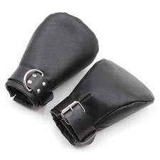 PU Leather Gloves Puppy Paw Palm Mittens Binding Handcuffs Roleplay Adult Women