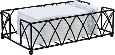 Black Metal Folded Paper Towel Holder, Bathroom Napkins Storage Dispenser Tray