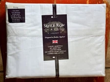 Savile Row London KING Size Luxury Hemstitch Sheet Set - ALL Cotton Percale