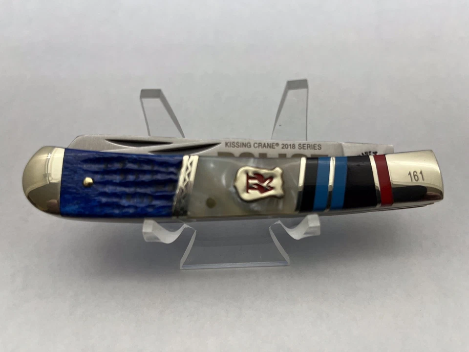 Cubiertos grúa beso L.E. "Navaja de bolsillo Police Trapper 4 1/8"" cerrada con certificado de autenticidad" Foto 2 de 4