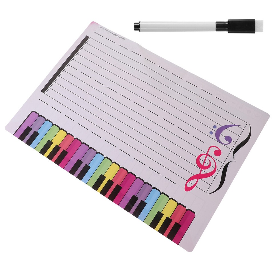 Dry Erase Music Staff Lap Portable Piano Keyboard Whiteboard Note