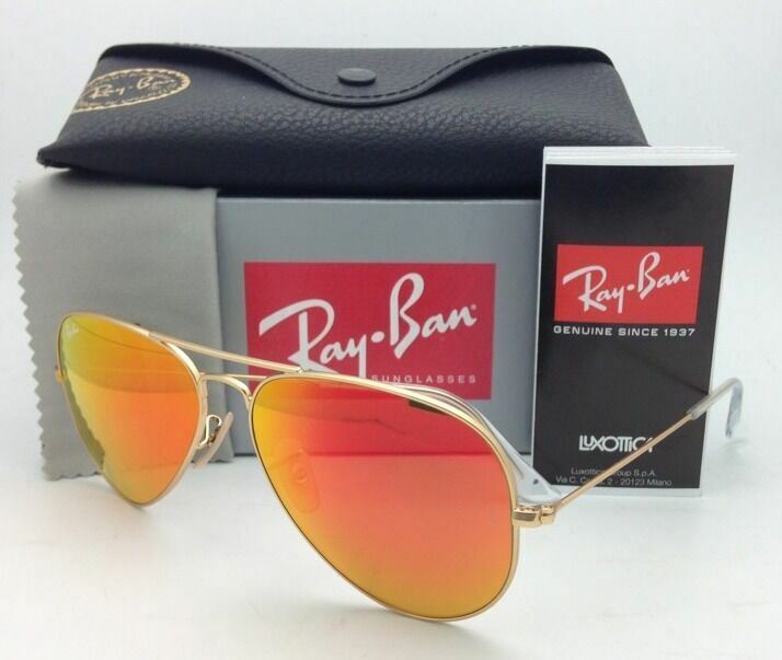 Beautiful Ray-Ban Aviator RB3025 Red Flash Lens Matte Gold 58-135 112/69 Ray-Ban Aviator RB3025 112/69 Gold Sunglasses - eye-oo.com main image 3