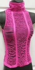 Body Wrappers Mock Neck Pullover Top Hot Pink Ladies M/L , 7774