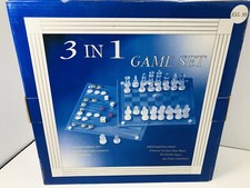 🔥 Glass 3 in 1 Game Set Chess • Checkers • Backgammon • New • MRSP $55.99