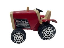 Vintage Buddy L Pressed Steel Red Black Farm Tractor 4" Toy