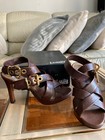 Lucilla Pessoa Brown Leather Strappy Sandals With Gold Buckles – Size 8 – New — photo 6