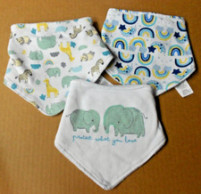 Lot of 1 Chick Pea 2 Kyle Deena Infant Drool Bibs Boys w/Animals/Rainbows