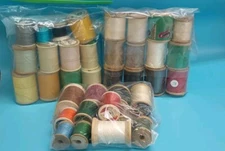 Vintage Lot Wood Spools Thread 35 Varieties Colors Sew, Quilt #E2148 Star Clark