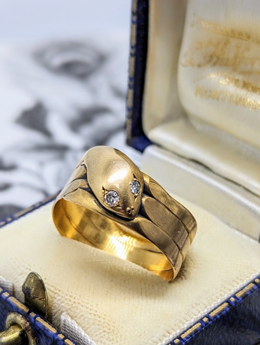 Antique VICTORIAN Snake Ring Tests 9ct or Higher gold Snake