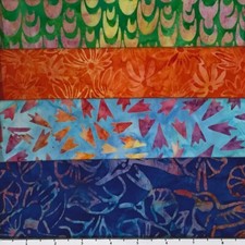 Lot of 4 1 Yard Cuts 100 Cotton Quilting Batik Fabric Bright Rainbow 218A