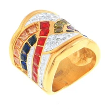 Gold Tone Fashion Stainless Steel Ring- KLS077-MIX7