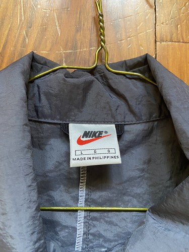 Nike Windbreaker White Tag Stitched Swoosh Grey White VTG 90’s Logo Snaps Large - Picture 4 of 9