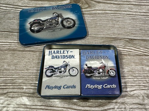 2001 Harley Davidson Collectable Tin & Playing Cards Springer Softail 2 decks
