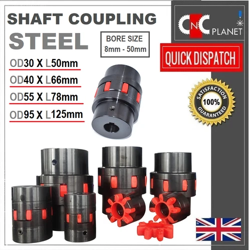 Shaft Coupling Flexible Steel Plum Spider Jaw Coupler Stepper Motor Connector UK