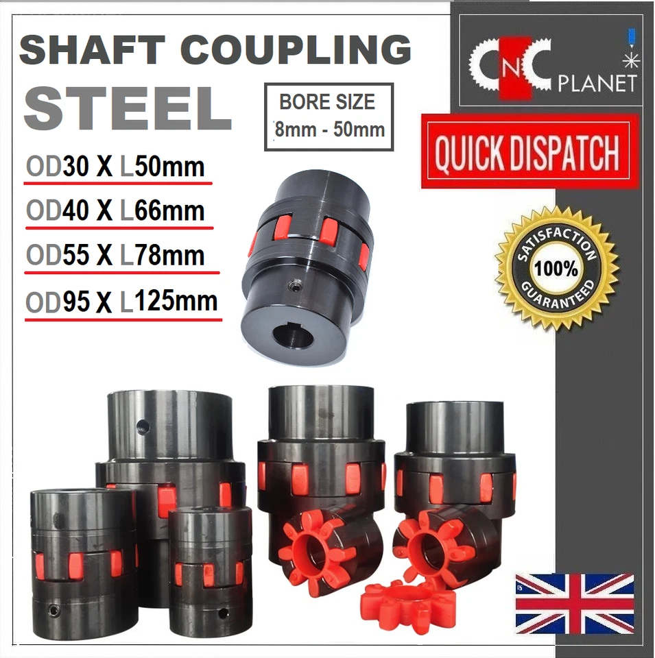 FLEXIBLE SHAFT COUPLING COUPLER STEPPER MOTOR CNC Shaft Coupling Flexible Steel Plum Spider Jaw Coupler Stepper Motor Connector UK