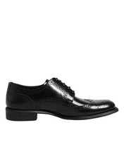 Dolce & Gabbana Black Leather Derby Wingtip Formal Men's Shoes Authentic