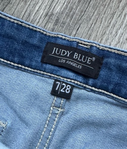 Judy Blue Jeans Mid-Rise Retro Szerokie nogawki Flare Damskie 7/28 Niebieskie 82401MD - Zdjęcie 8 z 9
