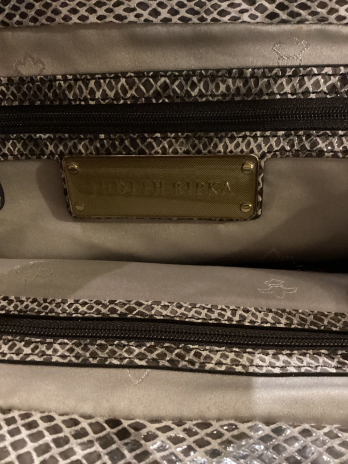 Judith Ripka Python Snakeskin Gray Leather Purse … - image 4